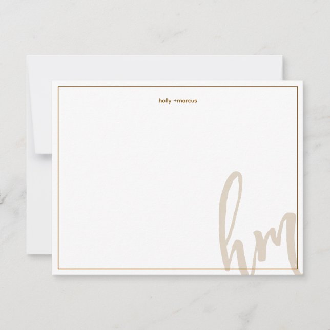 Brown Big Monogram Couple Initials Wedding Simple Card (Front)