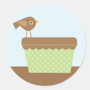 Brown Bird and Baby Laundry Classic Round Sticker