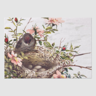 Brown Bird and Nest Decoupage Set Roses 1 of 4 Tissue Paper