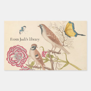 Brown birds with carnations and butterflies sticker