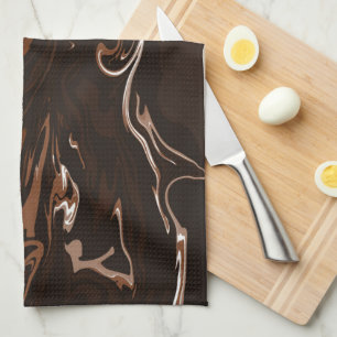 Brown, Black and Grey Swirls Kitchen Towel