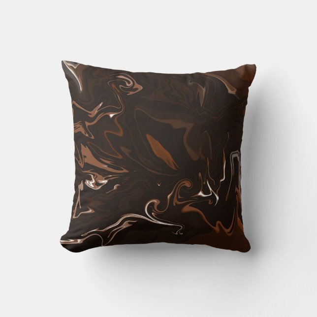 Brown, Black and Grey Swirls Throw Pillow (Front)