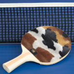 Brown black and white cowhide texture throw pillow ping pong paddle<br><div class="desc">Pink pong paddle design featuring an Image of brown,  black,  and white cowhide texture print.
The cowhide fur details are simulated in the artwork. No actual cowhide will be used in the making of this product.</div>