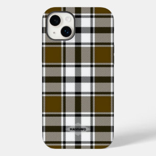 Brown, Black and White Plaid Iphone Case HAMbWG