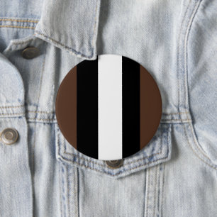 Brown, black and white stripes 4 inch round button
