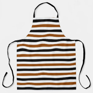 Brown Black and white stripes design Apron