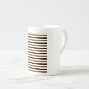 Brown Black and white stripes design Bone China Mug