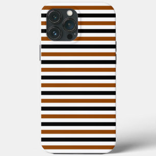 Brown Black and white stripes design iPhone 13 Pro Max Case