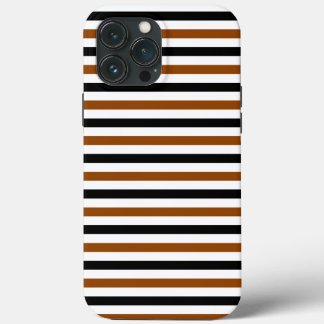 Brown Black and white stripes design iPhone 13 Pro Max Case