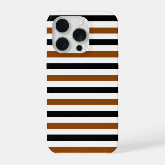 Brown Black and white stripes design iPhone 15 Pro Case