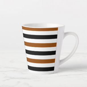 Brown Black and white stripes design Latte Mug