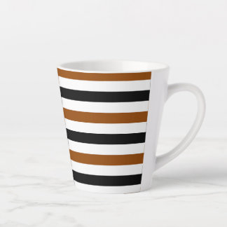 Brown Black and white stripes design Latte Mug