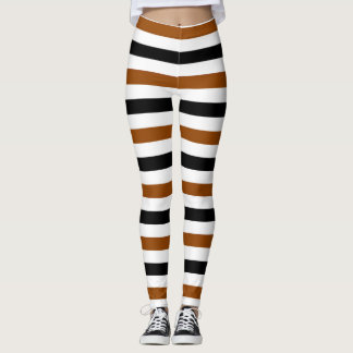 Brown Black and white stripes design Leggings