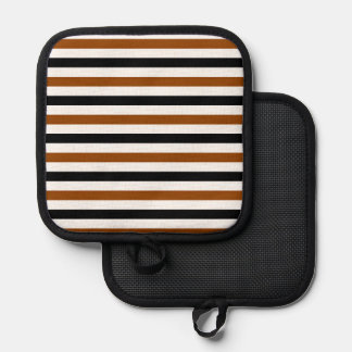 Brown Black and white stripes design Pot Holder