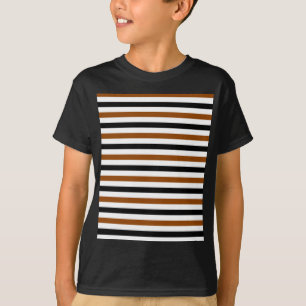Brown Black and white stripes design T-Shirt