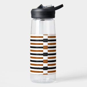 Brown Black and white stripes design Water Bottle