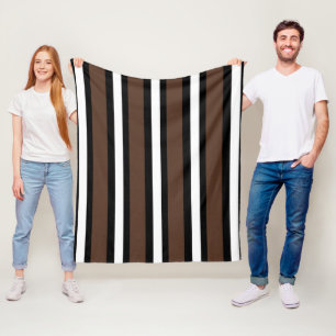 Brown, black and white stripes fleece blanket