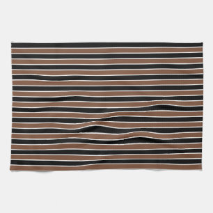 Brown, Black and White Stripes Kitchen Towel