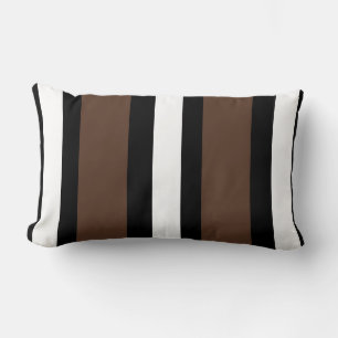 Brown, black and white stripes lumbar pillow