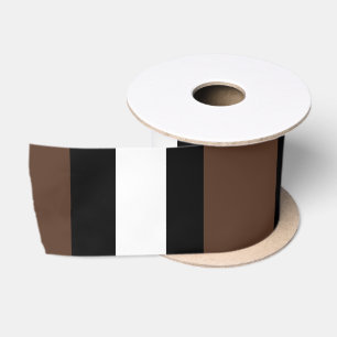 Brown, black and white stripes  satin ribbon