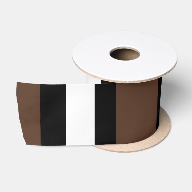 Brown, black and white stripes  satin ribbon (Spool)