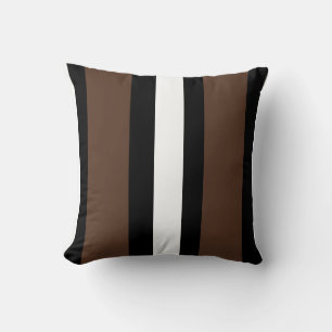 Brown, black and white stripes throw pillow