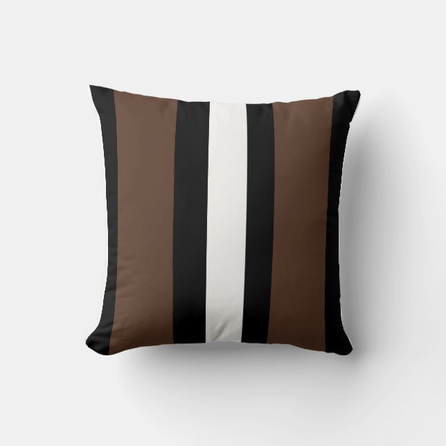 Brown, black and white stripes  throw pillow (Front)