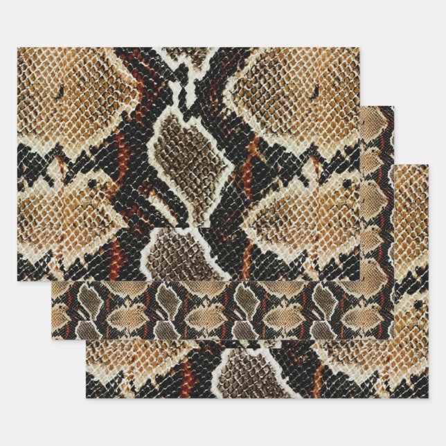 brown black beige animal print snake print wrapping paper sheet (Set)