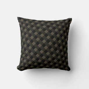 Brown Black Checked - Throw Pillow