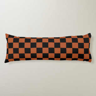 Brown Black Chequered Check Pattern Body Pillow