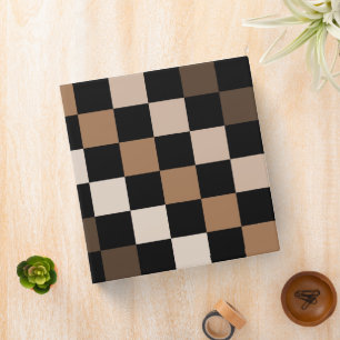 Brown Black Chequered Gingham Pattern Binder
