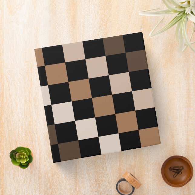 Brown Black Chequered Gingham Pattern Binder (In Situ)