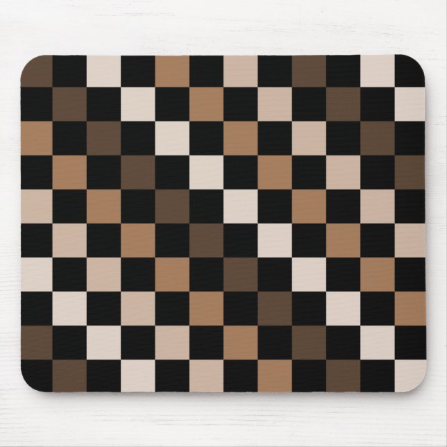 Brown Black Chequered Gingham Pattern Mouse Pad (Front)