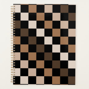 Brown Black Chequered Gingham Pattern Planner