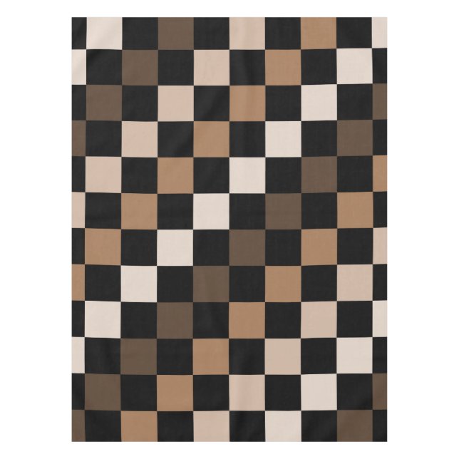 Brown Black Chequered Gingham Pattern Tablecloth (Front)