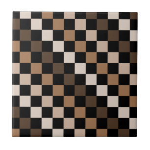 Brown Black Chequered Gingham Pattern Tile