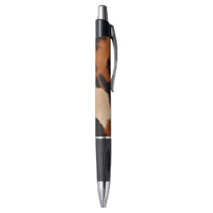 Brown Black Cream Faux Cow Print Pen