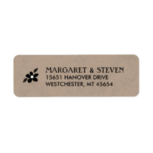 Brown & Black Floral Wedding Label