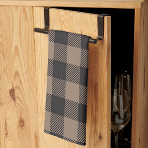 Brown Black Gingham Buffalo Plaid Farmhouse Kitchen Towel