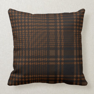 Brown Black Glen Check Houndstooth Pattern Throw Pillow