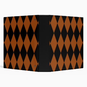 Brown Black Harlequin Diamonds Checkers Design Binder