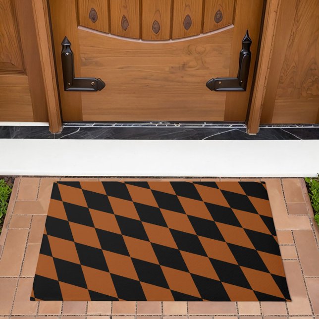 Brown Black Harlequin Diamonds Checkers Design  Doormat (Creator Uploaded)