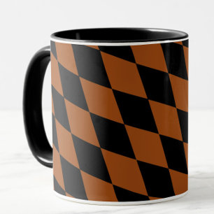Brown Black Harlequin Diamonds Checkers Design Mug