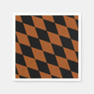 Brown Black Harlequin Diamonds Checkers Design Napkin