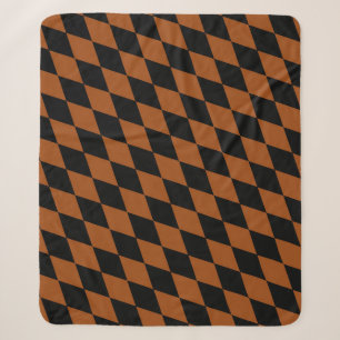 Brown Black Harlequin Diamonds Checkers Design Sherpa Blanket