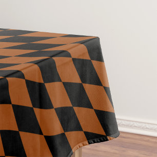 Brown Black Harlequin Diamonds Checkers Design Tablecloth