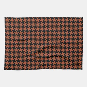 Brown Black Houndstooth Check Kitchen Towel