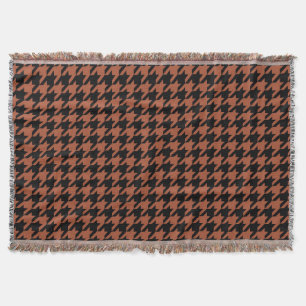 Brown Black Houndstooth Check Throw Blanket