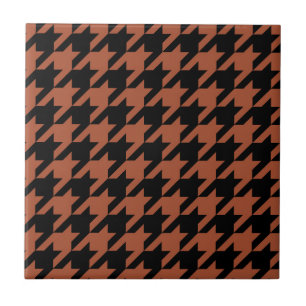 Brown Black Houndstooth Plaid Tile