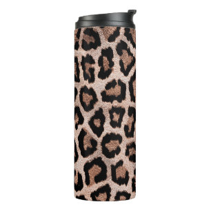 Brown Black Leopard Animal Print Thermal Tumbler